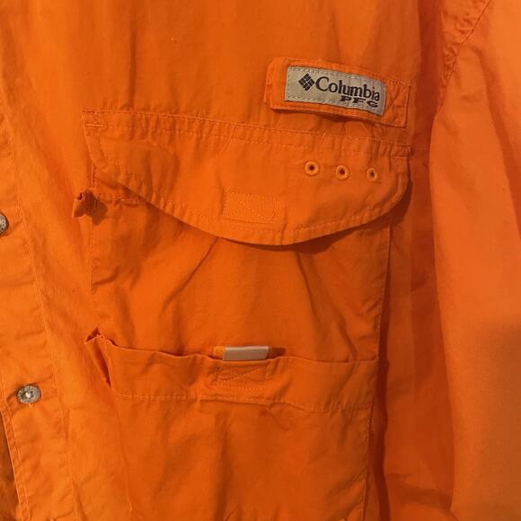 Columbia PFG Shirt Mens 3XL Orange Long Sleeve Button Up Fishing Vented - Picture 3 of 8
